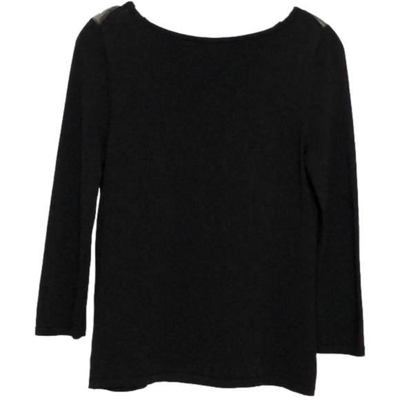 Macy’s Brand Dressy Holiday Sweater w/Beading on Illusion Yoke Black Size Small - Picture 2 of 9